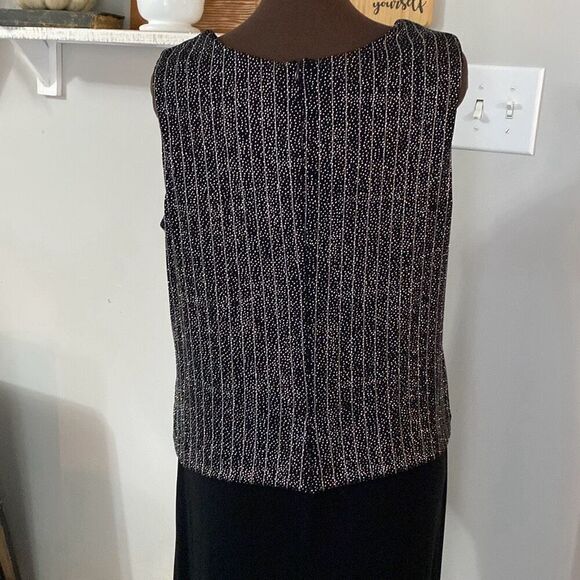 R&M Richards evening gown maxi womens dress size 16 sleeveless sparkle black sil - Picture 9 of 13